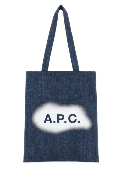 Apc Blue Denim Lou Shopping Bag In Ialwashedindigo