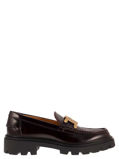 Tod's Moccasin With Chain In Bordeaux