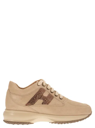 Hogan Interactive - Sneakers With Strass In Beige Chiaro