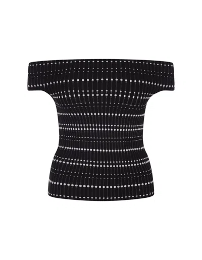 Alexander Mcqueen Black And White Knitted Top In Black/white
