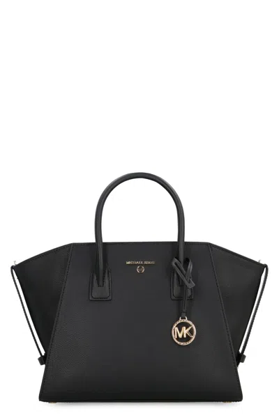 Michael Michael Kors Avril Small Leather Satchel In Black
