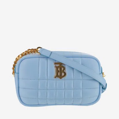 Burberry Lola Mini Quilted Leather Camera Bag In Light Blue