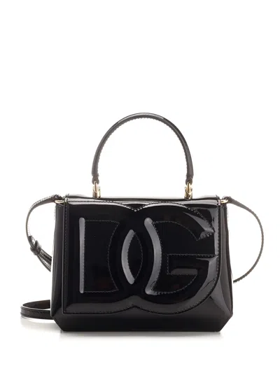 Dolce & Gabbana Dg Patent Leather Handbag In Nero
