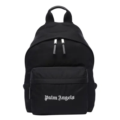 Palm Angels Logo Backpack In Nero/bianco