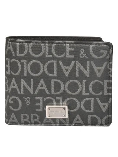 Dolce & Gabbana Logo All-over Bifold Wallet In Nero/grigio