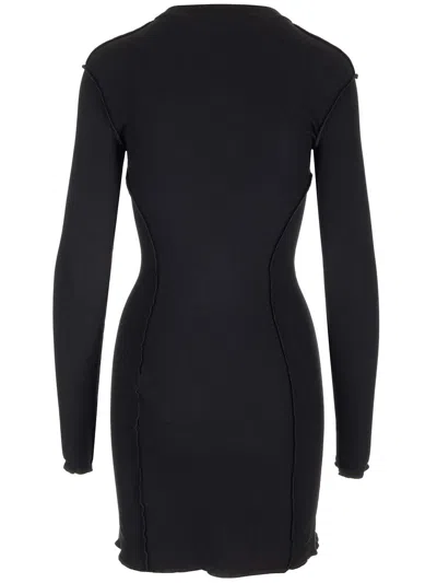 Palm Angels Double Layer Mini Dress In Nero/off White