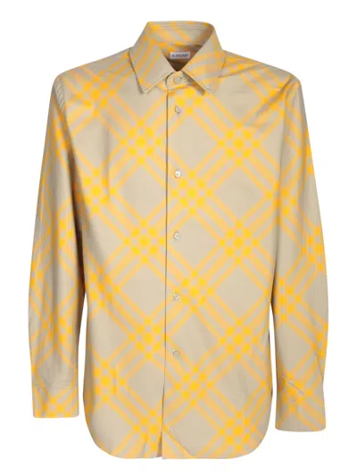Burberry Shirt With Check Motif In Beige