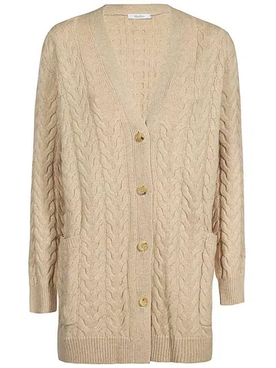 Max Mara Buttoned Long-sleeved Knitted Cardigan In Miele