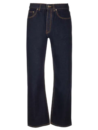 Palm Angels Loose Fit Jeans In Navy