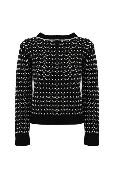 Max Mara Guinea Wool Yarn Sweater In Black/white