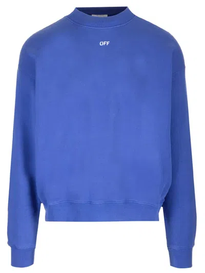 Off-white Off Stamp Skate Cotton Sweatshirt In Dark Blue