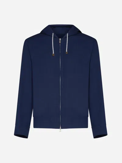 Brunello Cucinelli Linen And Wool Blend Jacket In Blue