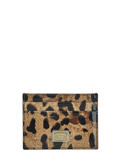 Dolce & Gabbana Leopard-print Card Holder In Brown