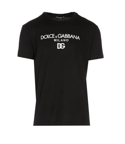 Dolce & Gabbana Dg Embroidered Logo T-shirt In Black