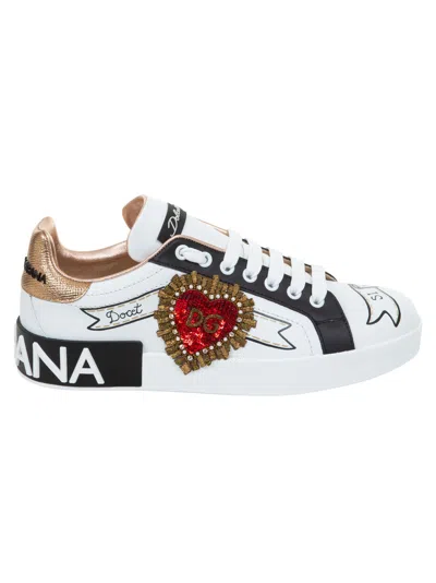 Dolce & Gabbana Logo Embellished Sneakers In White