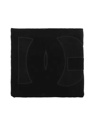 Dolce & Gabbana Dg Monogram Jacquard Cotton Beach Towel In Black