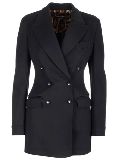 Dolce & Gabbana Doubled-breasted Tailored Jacket In Black