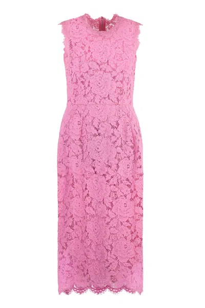 Dolce & Gabbana Lace Dress In Pink