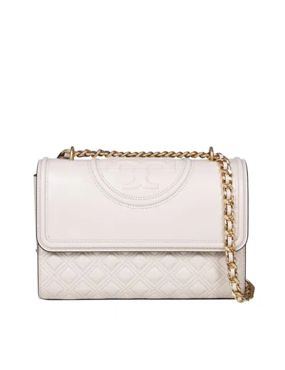 Tory Burch Fleming Shoulder Strap In Cream Leather In White
