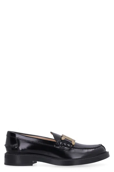 Tod's Brushed Leather Loafers In Black