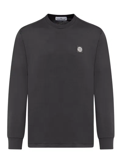 Stone Island Compass-patch Long-sleeve T-shirt In Black