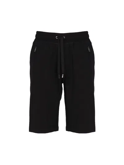 Dolce & Gabbana Jersey Jogging Shorts With Logo Tag In Black