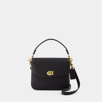 Coach Pebbled Leather Flap-top Chain Crossbody Bag In Black