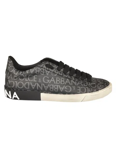 Dolce & Gabbana Logo Monogram Sneakers In Black/grey