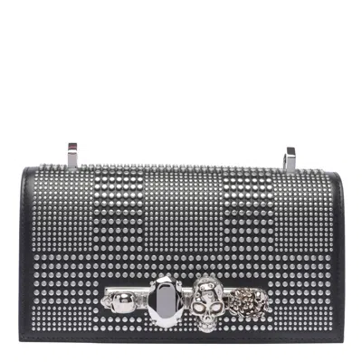 Alexander Mcqueen Knuckle Stud-embellished Leather Cross-body Bag In Black