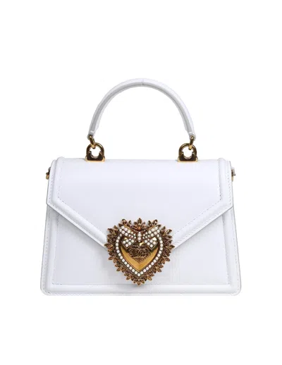 Dolce & Gabbana Small Devotion Handbag In White Leather