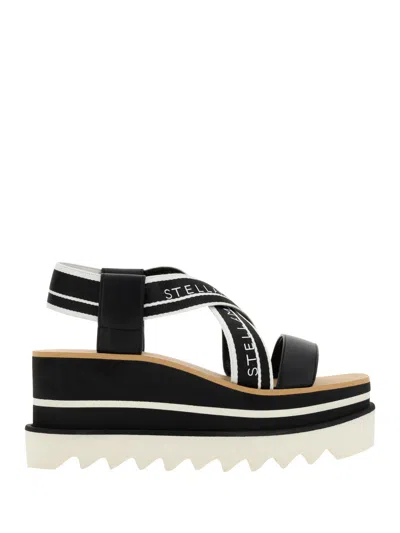 Stella Mccartney Black & White Sneakelyse Platform Heeled Sandals In 1065 Black/white