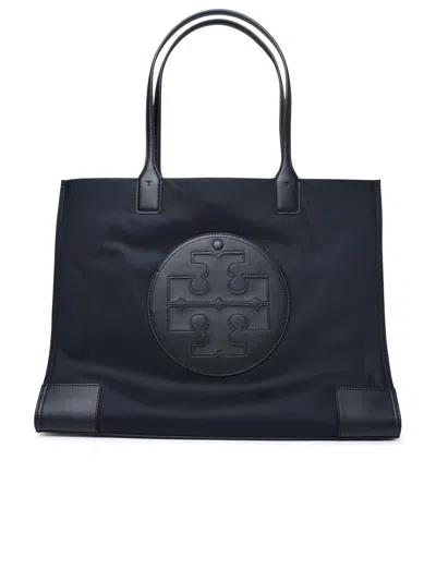 Tory Burch Ella Small Black Recycled Nylon Shopping Bag In Nero