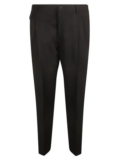 Dolce & Gabbana Regular Plain Trousers In Black
