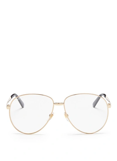 Gucci Web Stripe Temples Metal Aviator Optical Glasses In Gold