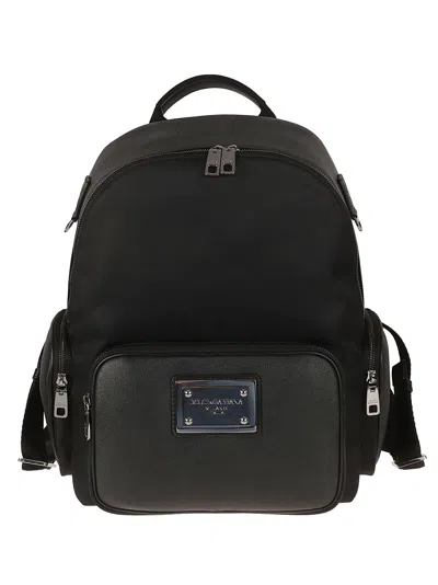 Dolce & Gabbana Logo Plaque Backpack In Nero/nero
