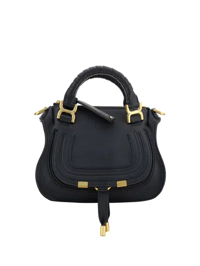 Chloé Marcie Leather Handbag In Nero