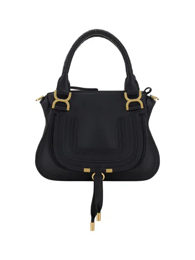 Chloé Marcie Leather Handbag In Nero
