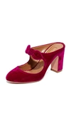 Aquazzura Sandy 100 Bow-trimmed Velvet Mules In Pink&purple