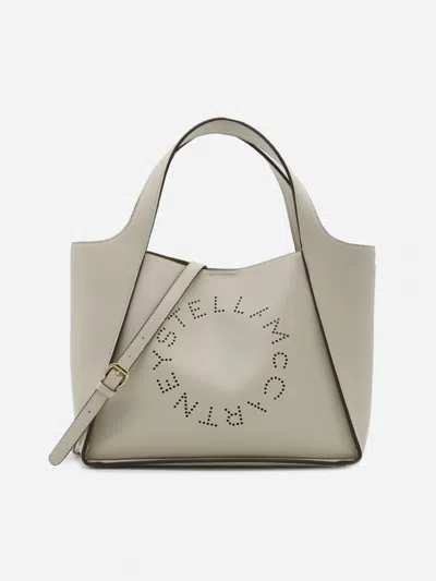Stella Mccartney Vegan Leather Tote Bag With Perforated Logo Detail In Moss