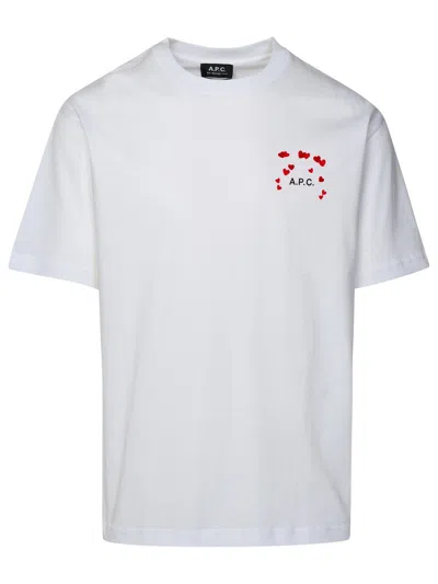 Apc Logo Printed Crewneck T-shirt In Bianco