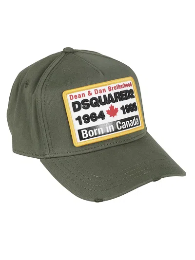 Dsquared2 Baseball Cap With Patch In Military Green