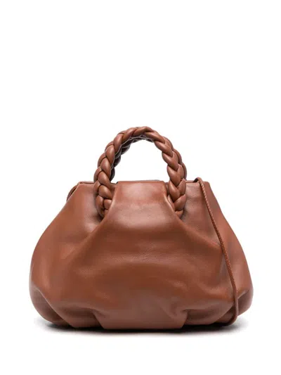 Hereu Bombon Plaited-handle Leather Handbag In Marrón