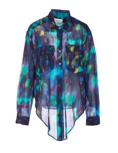 Marant Etoile Nath Tie-dyed Buttoned Shirt In Blue/green