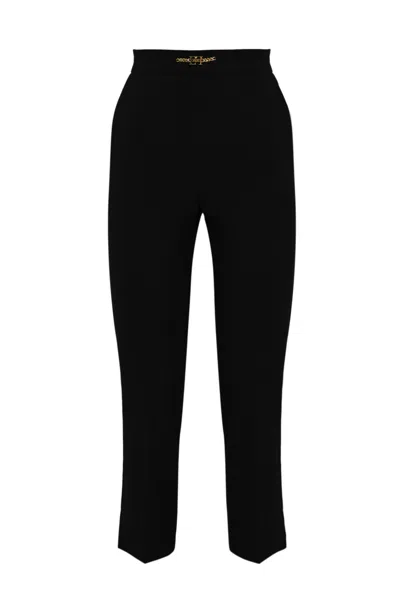 Elisabetta Franchi Straight Trousers With Buckle In Black