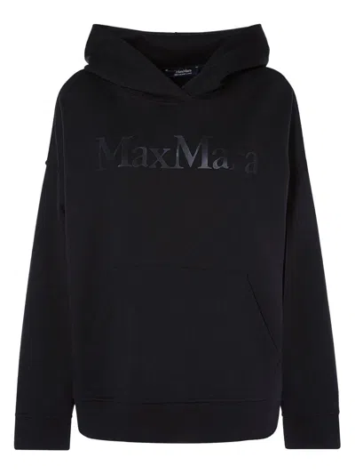 's Max Mara Logo Printed Long-sleeved Hoodie In Black