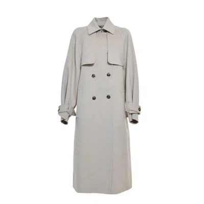 Max Mara Double-breasted Long-sleeved Coat In Beige