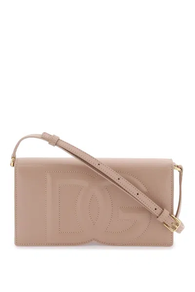 Dolce & Gabbana Mini Dg Logo Bag In Patent Leather In Powder