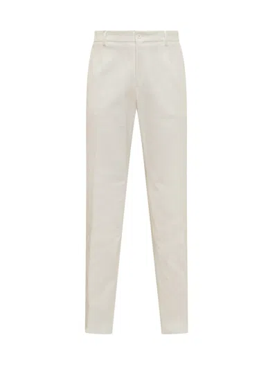Dolce & Gabbana Cotton Silk Pants In Bianco Ottico