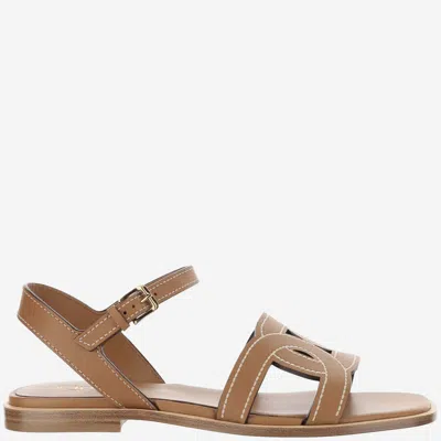 Tod's Kate Cutout Leather Sandals In Brown