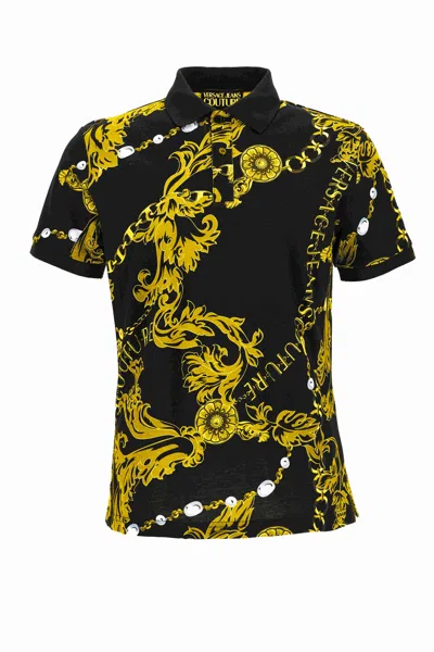 Versace Jeans Couture Baroque-pattern Polo Shirt In Black